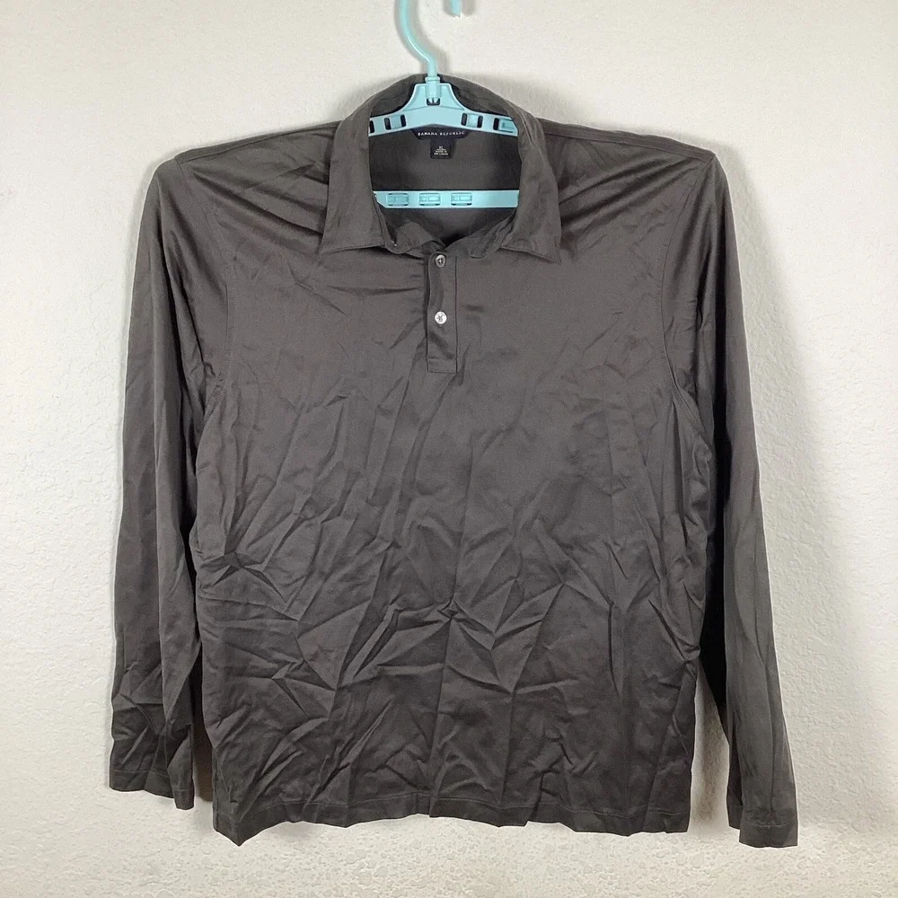 Banana Republic Mens Long Sleeve Button Up Shirt Sz XL Comfort Casual Gray